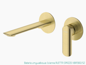 Bateria umywalkowa podtynkowa Vedo ALETTA SPAZZO złoto szczotkowane VBA5012/SZ