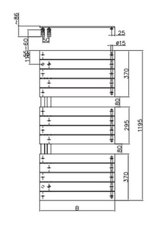 RYSUNEK TECHNICZNY GRZEJNIKA ATAKAMA - LUXRAD