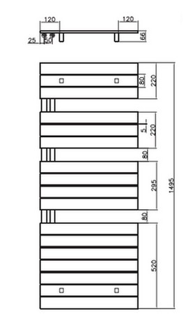 RYSUNEK TECHNICZNY GRZEJNIKA ATAKAMA - LUXRAD