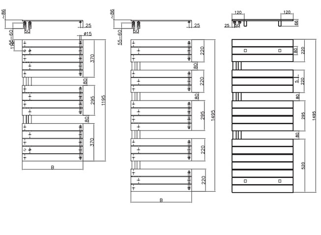 RYSUNEK TECHNICZNY GRZEJNIKA ATAKAMA - LUXRAD