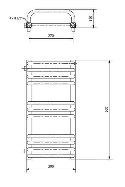 Grzejnik Luxrad Salt Max - rysunek techniczny