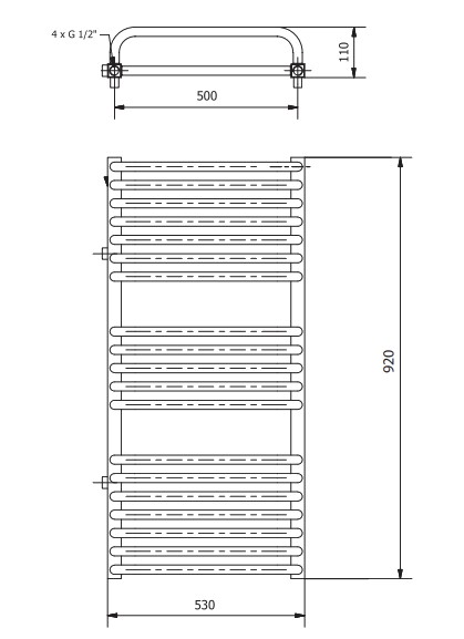 Grzejnik Luxrad Salt Max 920x530 - rysunek techniczny