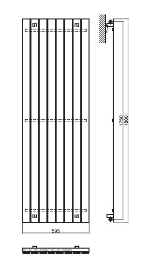 Grzejnik Luxrad Niagara 1800x445 - rysunek techniczny